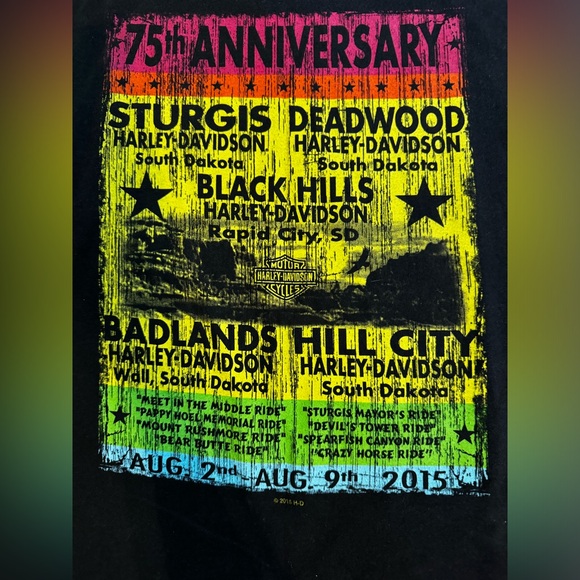 STURGIS 🦅 75th 2015 Harley davidson Anniversary Tee L - Picture 3 of 7